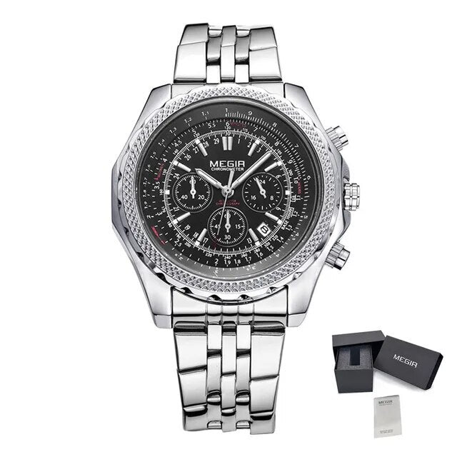 Fashion Business Men's Watch Stainless Steel Quartz Wristwatch with calendar - Velano