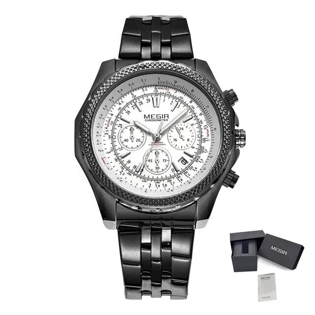 Fashion Business Men's Watch Stainless Steel Quartz Wristwatch with calendar - Velano
