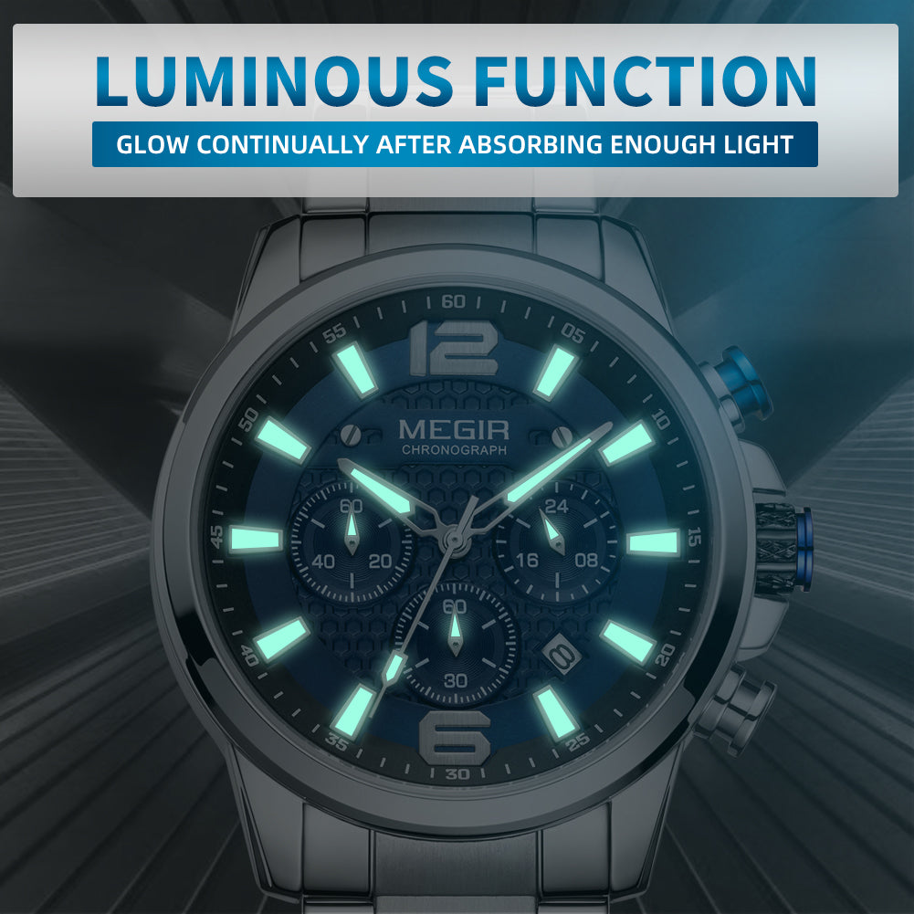 Men's watch quartz luminous waterproof monochrome