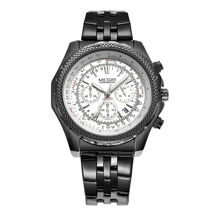 Fashion Business Men's Watch Stainless Steel Quartz Wristwatch with calendar - Velano