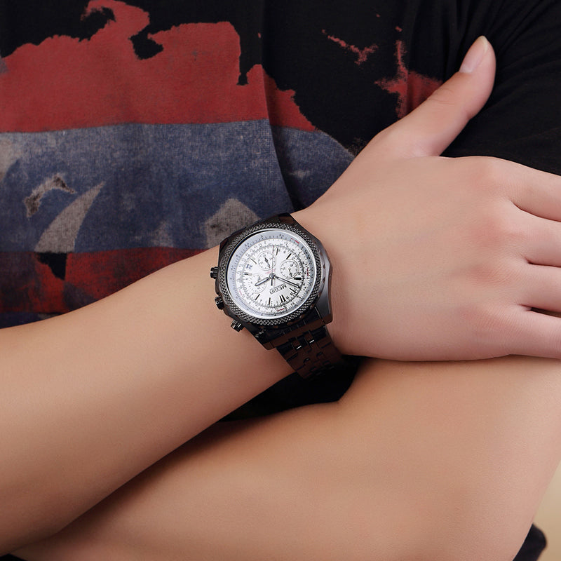 Fashion Business Men's Watch Stainless Steel Quartz Wristwatch with calendar - Velano