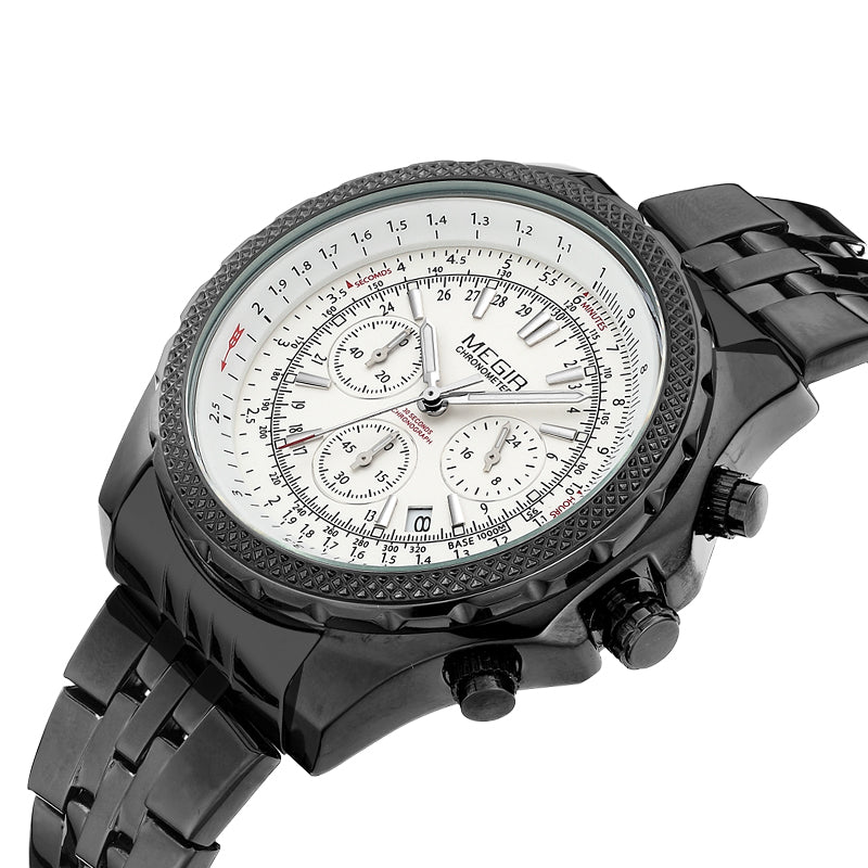 Fashion Business Men's Watch Stainless Steel Quartz Wristwatch with calendar - Velano