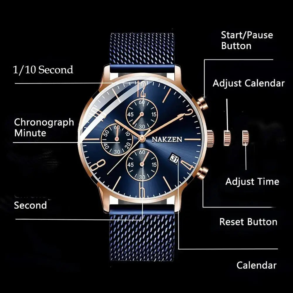 Mens luxury steel strap watch - Velano