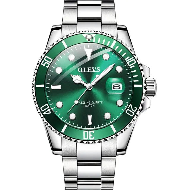 Luxury Mens Fashion Green Dial steel watch - Velano