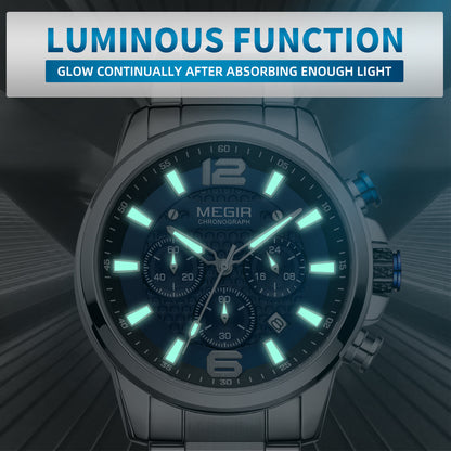 Men's watch quartz luminous waterproof monochrome