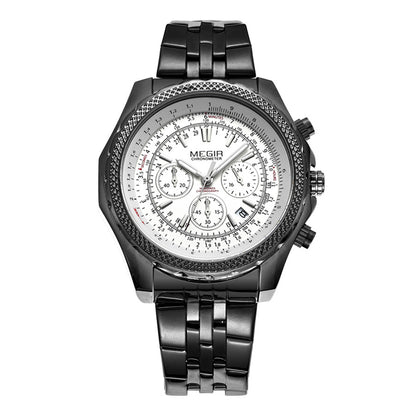 Fashion Business Men's Watch Stainless Steel Quartz Wristwatch with calendar - Velano