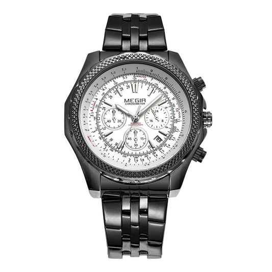Fashion Business Men's Watch Stainless Steel Quartz Wristwatch with calendar - Velano
