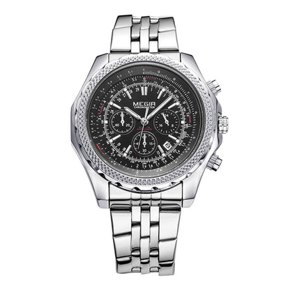 Fashion Business Men's Watch Stainless Steel Quartz Wristwatch with calendar - Velano