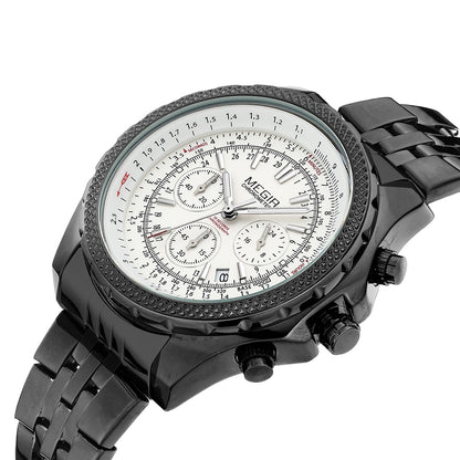 Fashion Business Men's Watch Stainless Steel Quartz Wristwatch with calendar - Velano