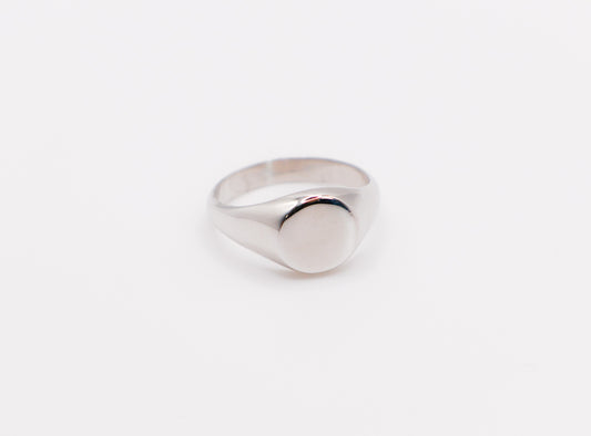 Italian Round Face Silver Ring - Velano