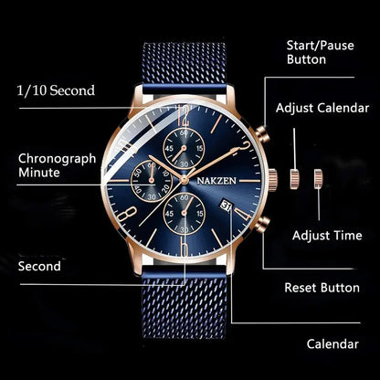 Mens luxury steel strap watch - Velano